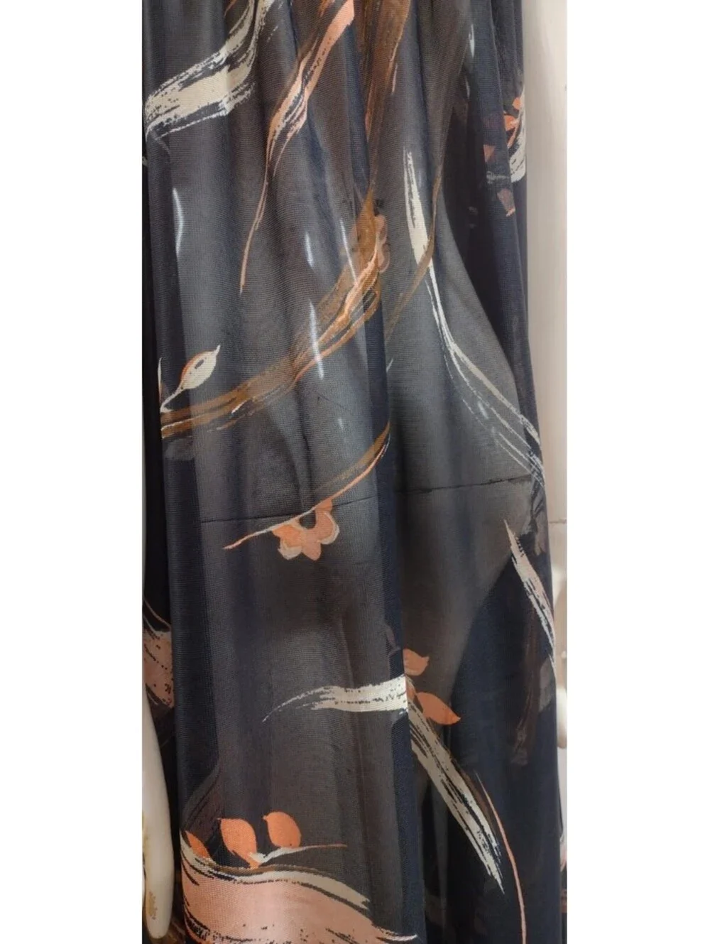 Vintage 1970s Maxi A-Line Swing Sheer Dress Size L/XL Black Sheer Nylon Pastels